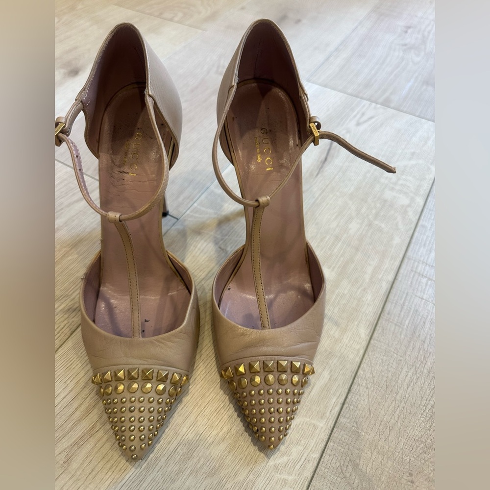 Gucci Coline Studded T-Strap Pumps